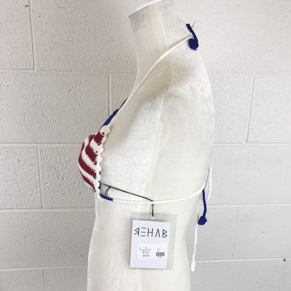 Crochet Stars Stripes triangle bikini top NWT S - Picture 2 of 7